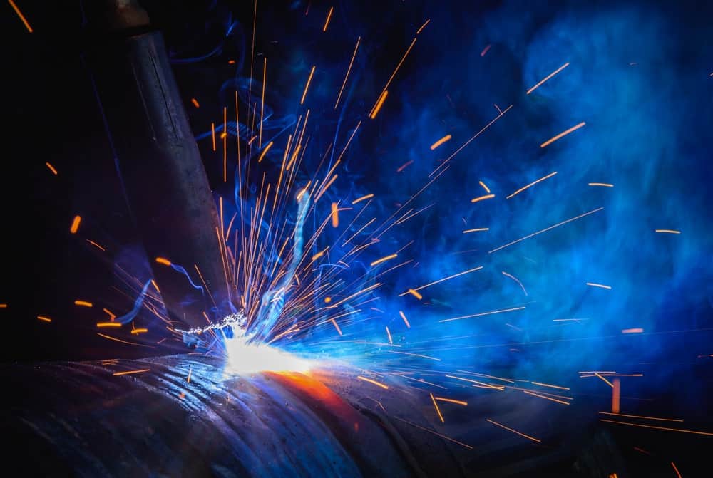 welding sparks in steel construction